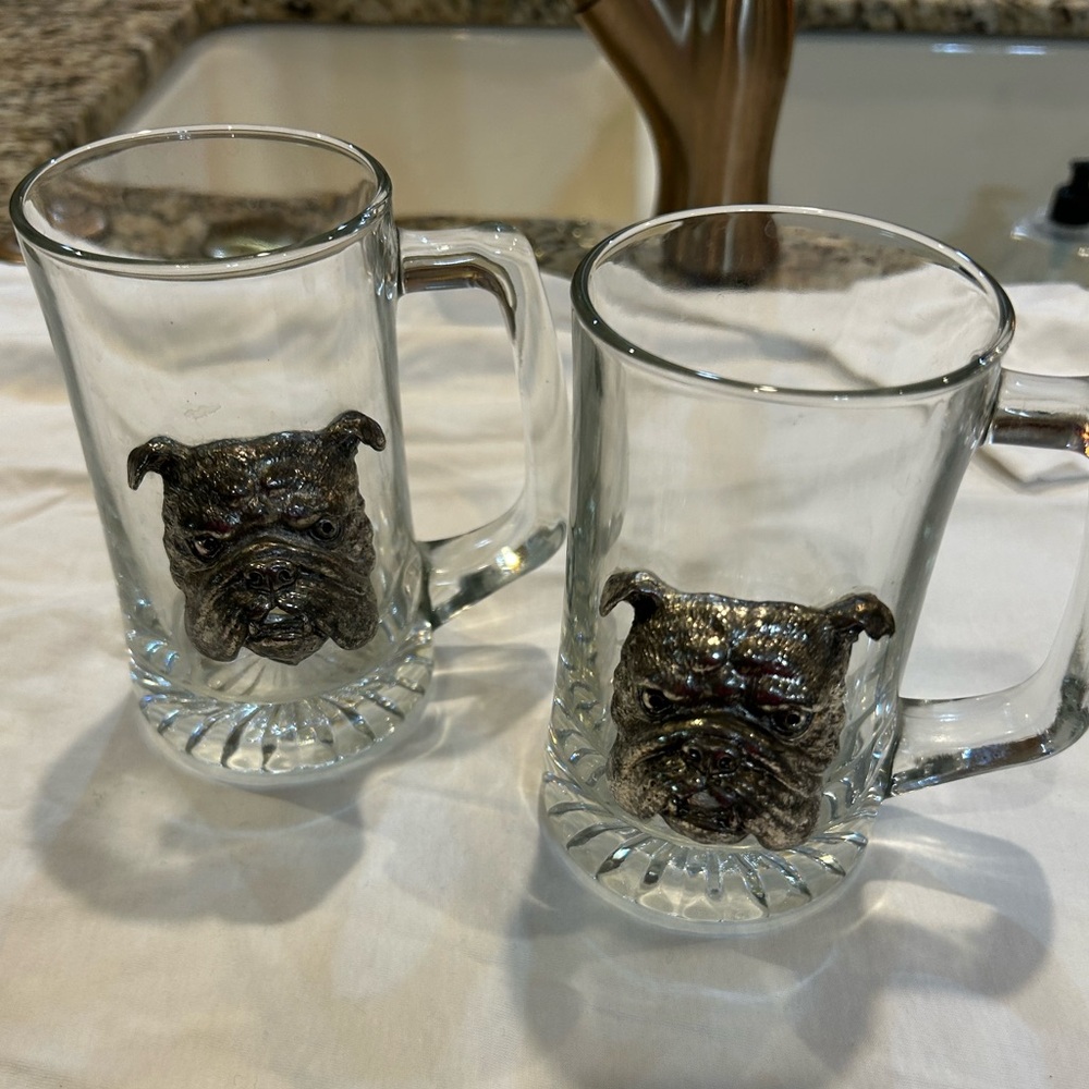 Arthur Court vintage Bulldog Glass Beer Mugs - Set of 2
